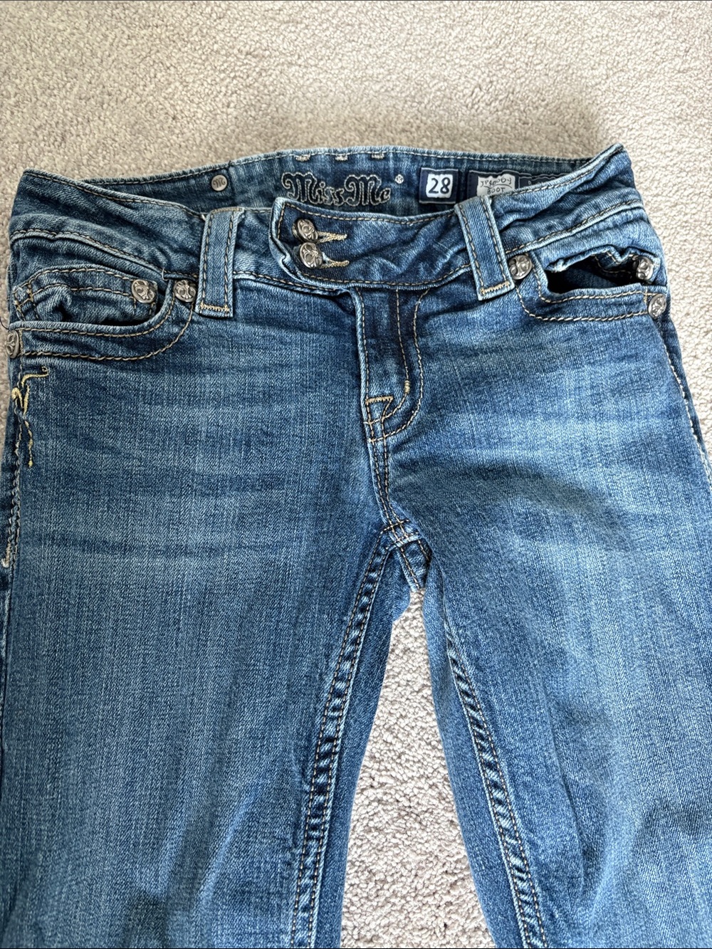 Vintage low rise Miss Me Women's Medium Blue Boot Cut Jeans